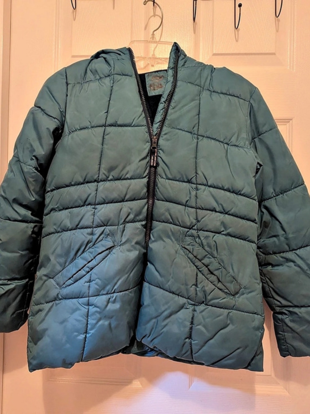 Wonder Nation Kids Puffer Jacket Green Size Large (10-12)